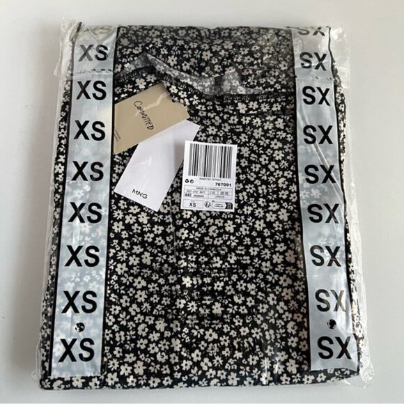 Mango, Flower Print Long Sleeve Dress - Black. Size: XS, 2 US. NIB - Picture 2 of 10